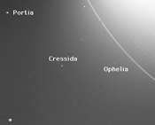 ボイジャー2号が撮影した天王星の衛星クレシダ